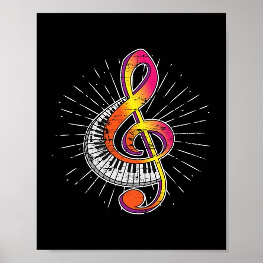 Piano Speler Treble Clef Pianist Gift Klassiek Mu Poster (Voorkant)