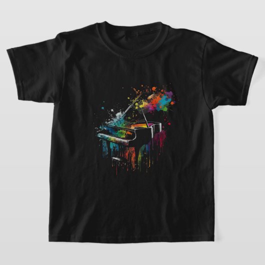 Piano Splash Art Jazz Composer Toetsenbord Pian T-shirt (Laagn)