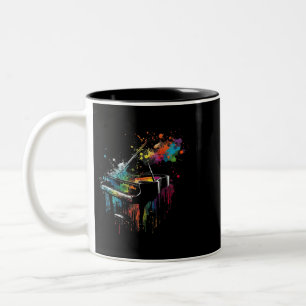 Piano Splash Art Jazz Composer Toetsenbord Pian Tweekleurige Koffiemok