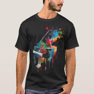 Piano Splash Art Jazz Composer Toetsenbord T-shirt