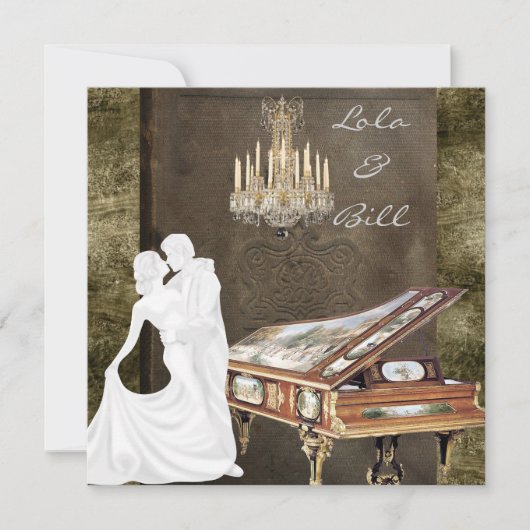 PIANO Storybook Vintage Wedding Antiek Kaart (Voorkant)