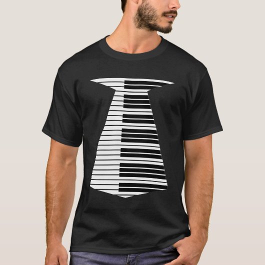 Piano-Stropdas Funny Humoureus Keyboard Music Play T-shirt (Voorkant)