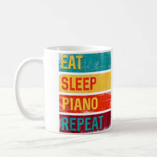 Piano Student Music Gift Eat Sleep Piano Repeat Koffiemok (Links)