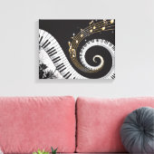 Piano Swirled Keys Surreal Music Fantasy Canvas Afdruk (Insitu (Woonkamer))