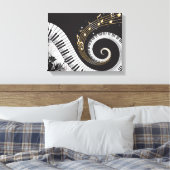 Piano Swirled Keys Surreal Music Fantasy Canvas Afdruk (Insitu (Slaapkamer))