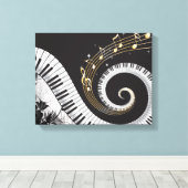 Piano Swirled Keys Surreal Music Fantasy Canvas Afdruk (Insitu (Houten vloer))