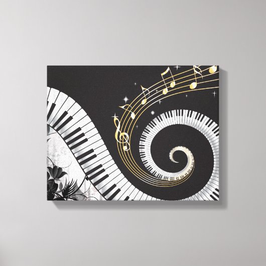 Piano Swirled Keys Surreal Music Fantasy Canvas Afdruk (Voorkant)