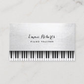 Piano Teacher Elegant White Music Visitekaartje (Voorkant)