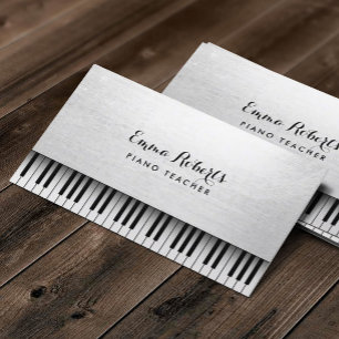 Piano Teacher Elegant White Music Visitekaartje