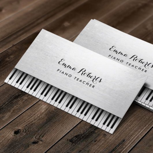 Piano Teacher Elegant White Music Visitekaartje