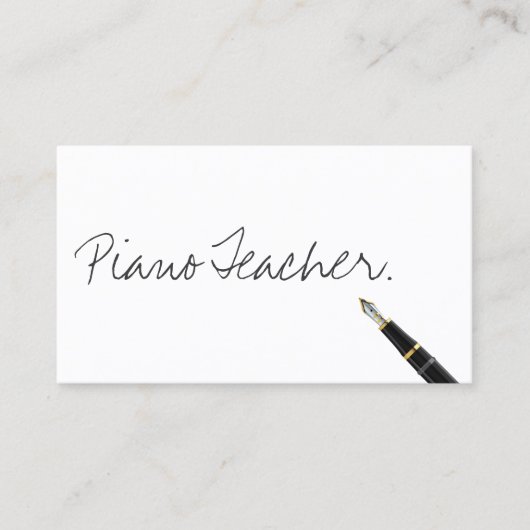Piano Teacher Handschreven Typografie Muziek Visitekaartje (Voorkant)