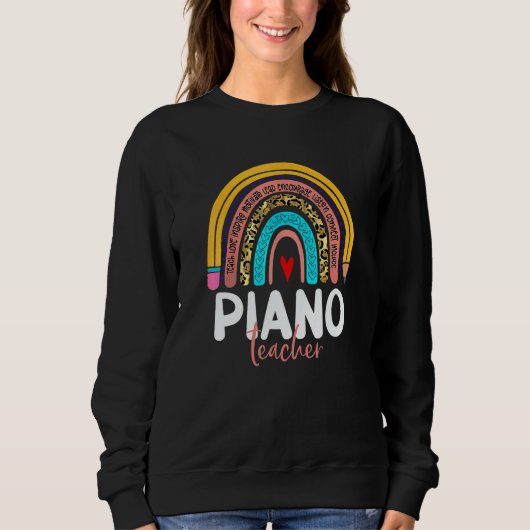 Piano Teacher Leopard Rainbow Back To School Piano Trui (Voorkant)