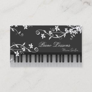 Piano Teacher Lessons Visitekaartje Floral Swirl