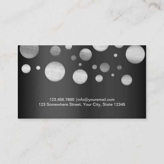 Piano Teacher Modern Silver Polka Dots Visitekaartje (Achterkant)