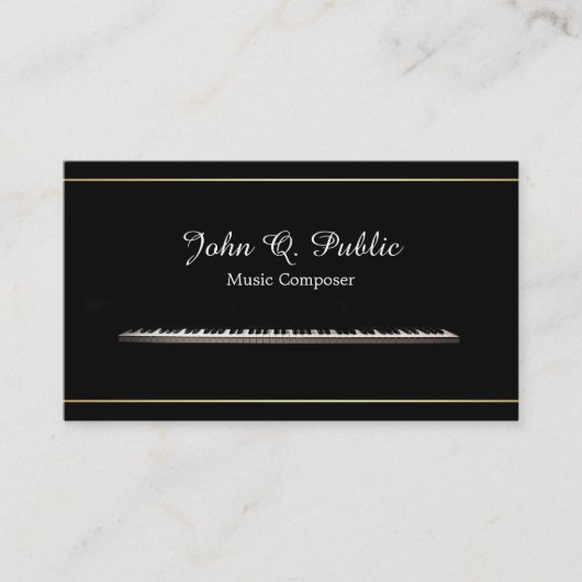 Piano Teacher Music Composer Professional Elegant Visitekaartje (Voorkant)