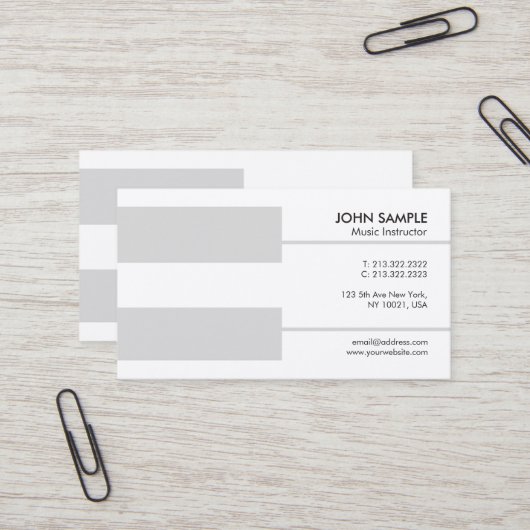 Piano Teacher Music Lessons Instruction Luxe Visitekaartje (Voorkant / Achterkant in situ)