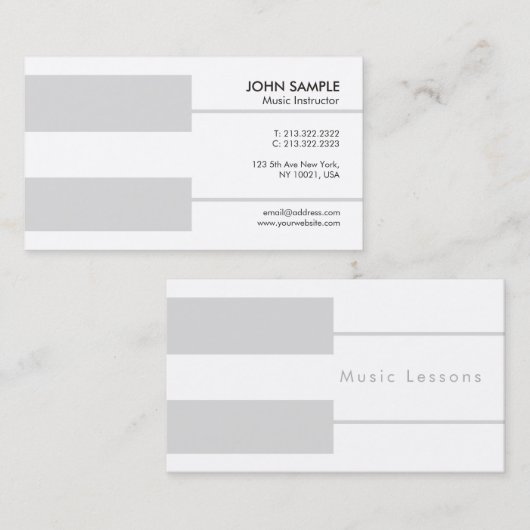 Piano Teacher Music Lessons Instruction Luxe Visitekaartje (Voorkant / Achterkant)