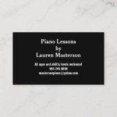 Piano Teacher Player Musician Instrument Studio Visitekaartje (Achterkant)