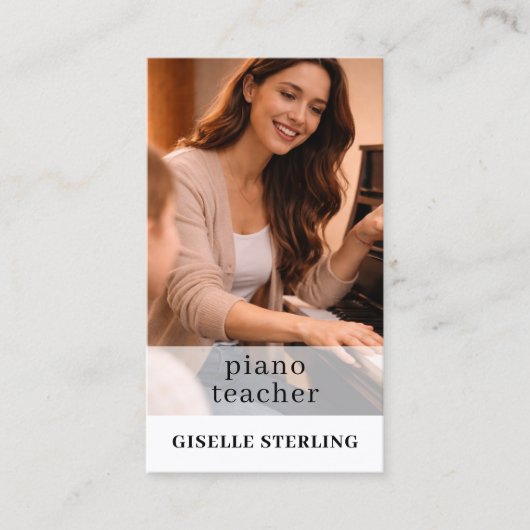 Piano Teacher QR Code Photo Visitekaartje (Voorkant)