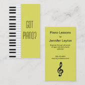 Piano Teacher Studio Pianist Music Musicien Visitekaartje (Voorkant / Achterkant)