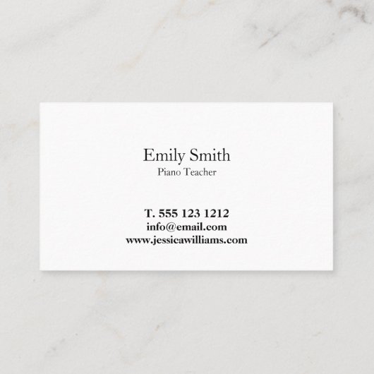 Piano Teacher Visitekaartje (Achterkant)