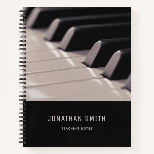 Piano Teaching Notes Zwart en wit Classy Notitieboek (Voorkant)