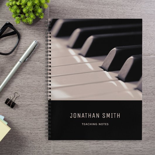 Piano Teaching Notes Zwart en wit Classy Notitieboek