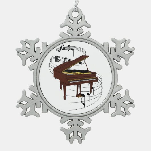Piano Tin Sneeuwvlok Ornament (Voorkant)