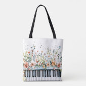 Piano Toetsen Bloemboeket 2 Tote Bag (Achterkant)