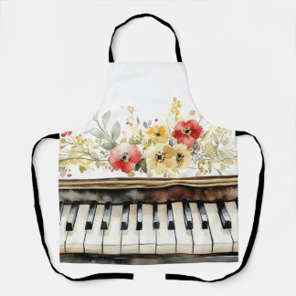 Piano Toetsen Bloemboeket Schort
