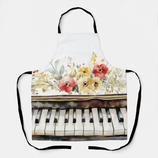 Piano Toetsen Bloemboeket Schort (Voorkant)