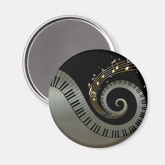 Piano toetsen en gouden Muzieknoten Aluminium Magneet (Voorkant / Achterkant)