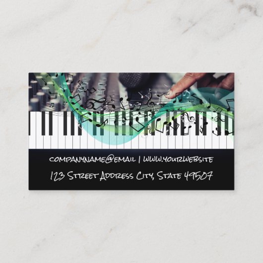Piano Toetsen | Geluidsboard Mixer | Muzieknote Visitekaartje (Achterkant)