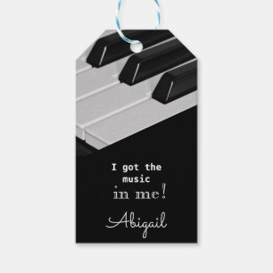 Piano Toetsen Ik heb de Muziek in Me Naam Cadeauta Cadeaulabel