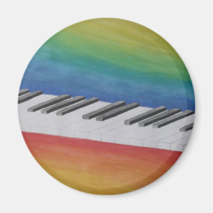 Piano toetsen met regenboog kleuren magneet
