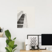 Piano toetsen muziek minimalistische line art poster (Thuiskantoor)
