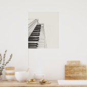 Piano toetsen muziek minimalistische line art poster (Keuken)