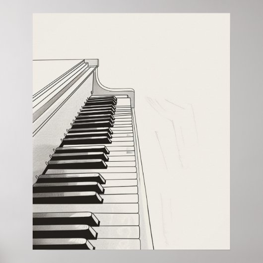 Piano toetsen muziek minimalistische line art poster (Voorkant)