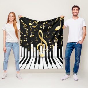 Piano toetsen Muziek Note zwart goud Fleece Deken
