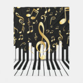 Piano toetsen Muziek Note zwart goud Fleece Deken (Voorkant)