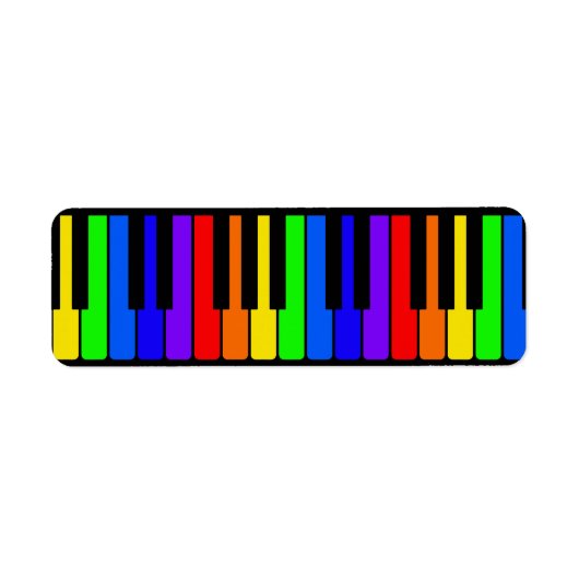 Piano toetsen regenboog en zwart patroon etiket (Voorkant)