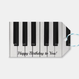 Piano toetsen verjaardagswens cadeaulabel