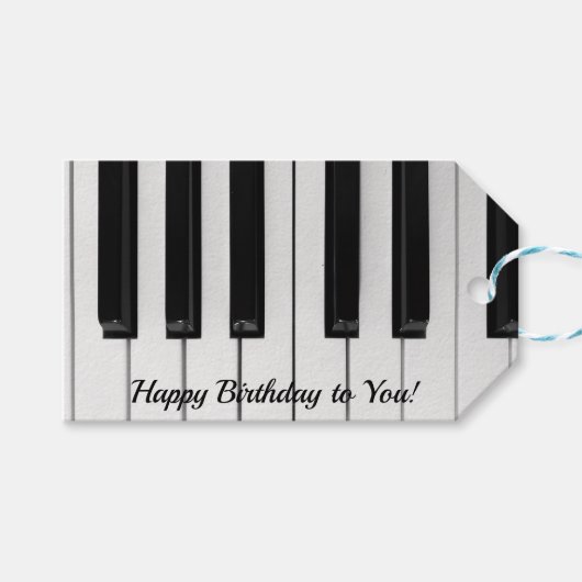 Piano toetsen verjaardagswens cadeaulabel (Voorkant (Horizontaal))