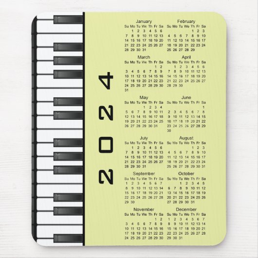 Piano Toetsenbord 2024 Kalender Mousepad Muismat (Voorkant)