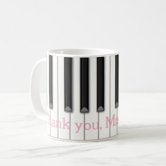 Piano Toetsenbord Aangepaste naam of Bericht in 4  Koffiemok (Voorkant links)