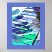 Piano-toetsenbord biedt muziek Abstract blauw Turq Poster (Voorkant)