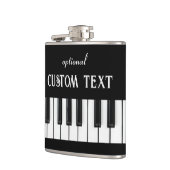 Piano-toetsenbord en aanpasbare tekst zwart-wit heupfles (Links)