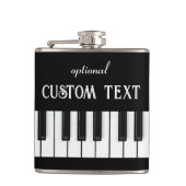 Piano-toetsenbord en aanpasbare tekst zwart-wit heupfles (Voorkant)