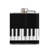 Piano-toetsenbord en aanpasbare tekst zwart-wit heupfles (Achterkant)