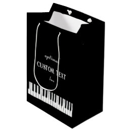Piano-toetsenbord en aanpasbare tekst zwart-wit medium cadeauzakje